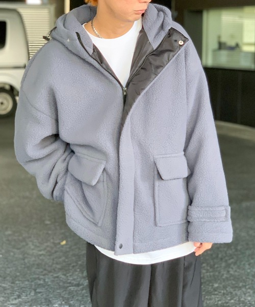 【セール】フード付きボアフリースマウンテンジャケット（ブルゾン）｜link lot（リンクロット）