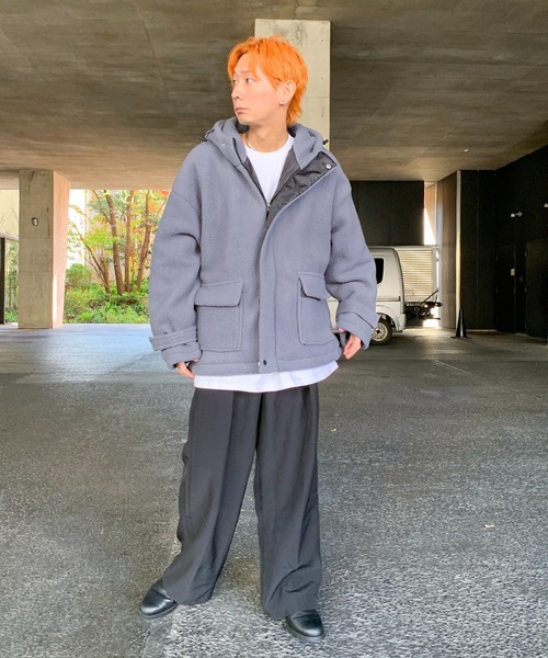 【セール】フード付きボアフリースマウンテンジャケット（ブルゾン）｜link lot（リンクロット）