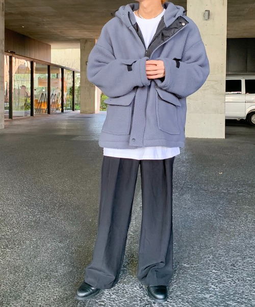 【セール】フード付きボアフリースマウンテンジャケット（ブルゾン）｜link lot（リンクロット）