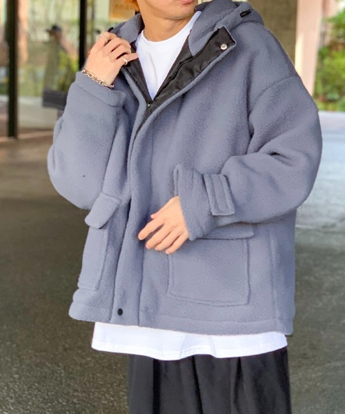 セール】フード付きボアフリースマウンテンジャケット（ブルゾン