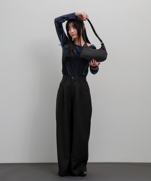 select MOCA（セレクトモカ）の「ハーフムーンワンハンドルバッグ（ショルダーバッグ・レディース・ブラック/ベージュ/ブルー・FREE）」の13枚目の写真