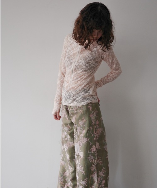 igi（イジ）の「GLITTER LACE TOPS / ハーフジップ ラメレーストップス（Tシャツ/カットソー・レディース・ホワイト/ピンク/ブラック・FREE）」の19枚目の写真