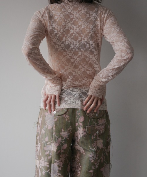 igi（イジ）の「GLITTER LACE TOPS / ハーフジップ ラメレーストップス（Tシャツ/カットソー・レディース・ホワイト/ピンク/ブラック・FREE）」の20枚目の写真