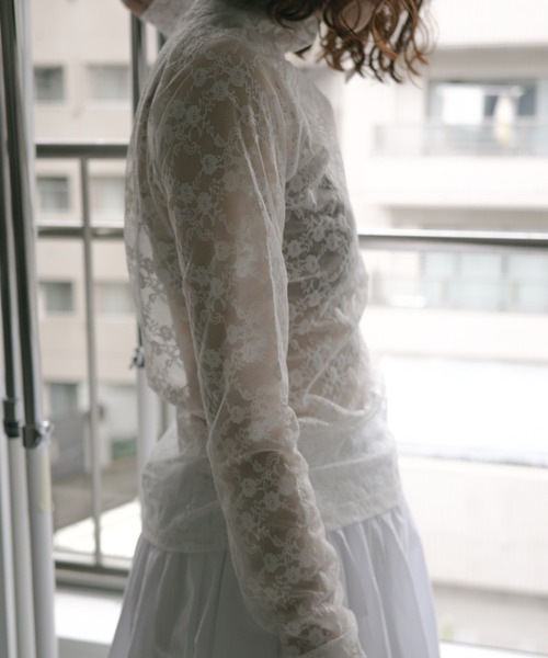 igi（イジ）の「GLITTER LACE TOPS / ハーフジップ ラメレーストップス（Tシャツ/カットソー・レディース・ホワイト/ピンク/ブラック・FREE）」の12枚目の写真