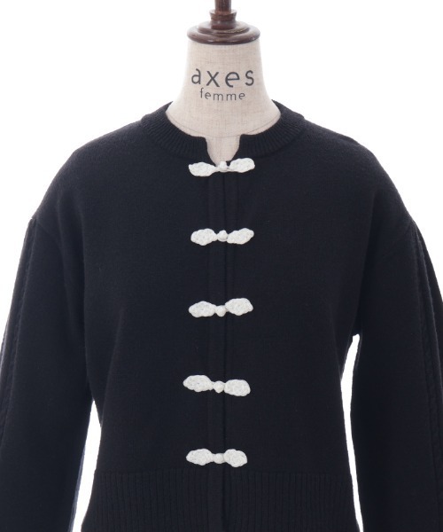 axes femme（アクシーズファム）の「タッセル刺繍チャイナ風カーディガン（カーディガン/ボレロ・レディース・ワイン/ブラック/ホワイト・FREE）」の9枚目の写真