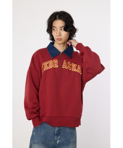 RODEO CROWNS WIDE BOWL(ロデオクラウンズワイドボウル)の「NEBRASKA ハーフジップトップス(スウェット・メンズ・ブラック/バーガンディー/杢グレー・LARGE/MEDIUM)」の14枚目の写真