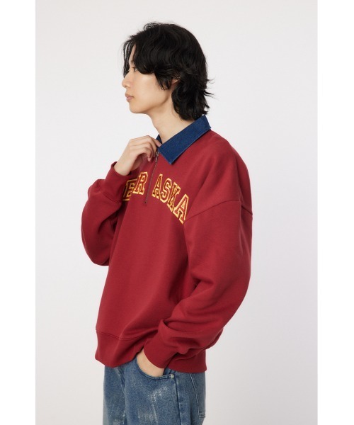 RODEO CROWNS WIDE BOWL(ロデオクラウンズワイドボウル)の「NEBRASKA ハーフジップトップス(スウェット・メンズ・ブラック/バーガンディー/杢グレー・LARGE/MEDIUM)」の13枚目の写真