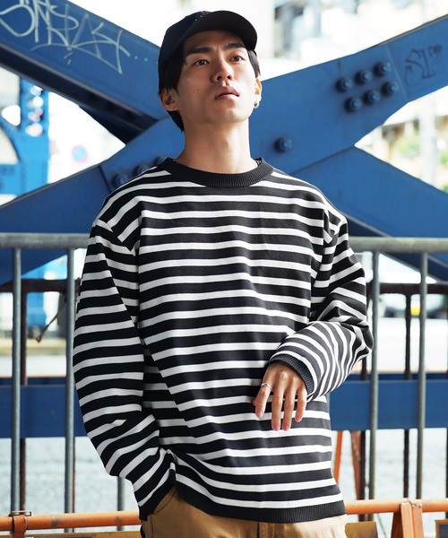 jiggys shop(ジギーズショップ)の「ドライタッチボーダーニットセーター(ニット/セーター・メンズ・ブラック×ホワイト/ホワイト×ブラック/グレー系その他・X-LARGE/LARGE/MEDIUM)」の7枚目の写真