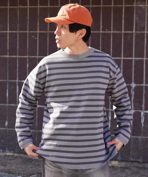 jiggys shop(ジギーズショップ)の「ドライタッチボーダーニットセーター(ニット/セーター・メンズ・ブラック×ホワイト/ホワイト×ブラック/グレー系その他・X-LARGE/LARGE/MEDIUM)」の4枚目の写真