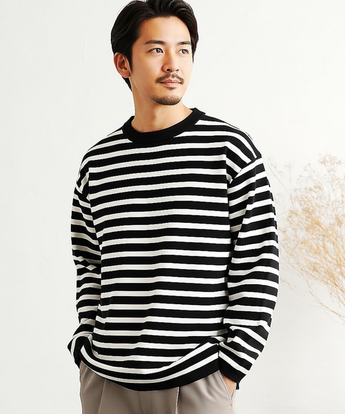 jiggys shop(ジギーズショップ)の「ドライタッチボーダーニットセーター(ニット/セーター・メンズ・ブラック×ホワイト/ホワイト×ブラック/グレー系その他・X-LARGE/LARGE/MEDIUM)」の5枚目の写真