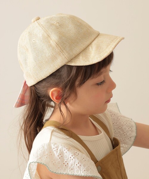 BEAMS mini（ビームスミニ）の「ポリジュート リボンキャップ 2025SS（キャップ・キッズ・ナチュラル/ライトブラウン・ONE SIZE）」の4枚目の写真