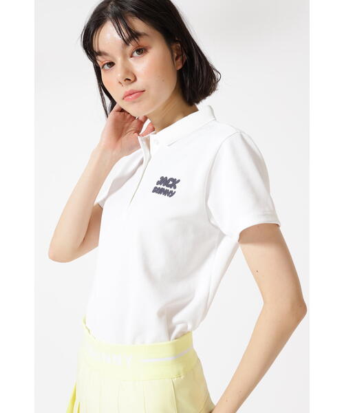 Jack Bunny!!(ジャックバニー)の「【Jack Bunny!!】ブリスターメッシュ半袖ポロシャツ(ポロシャツ・レディース・イエロー/ネイビー/ホワイト・LARGE/SMALL/MEDIUM)」の1枚目の写真