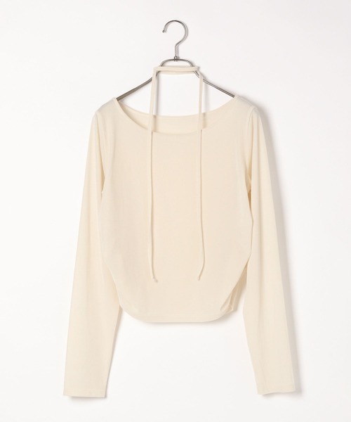 Heather（ヘザー）の「タイ付きベロアカットソー　322105（Tシャツ/カットソー・レディース・ブラック/アイボリー/ダークブルー・FREE）」の4枚目の写真