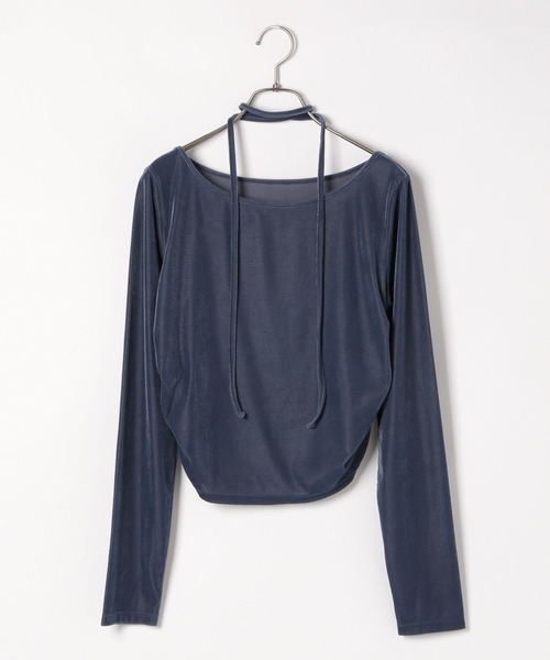 Heather（ヘザー）の「タイ付きベロアカットソー　322105（Tシャツ/カットソー・レディース・ブラック/アイボリー/ダークブルー・FREE）」の5枚目の写真