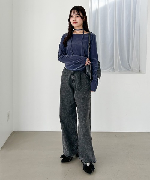 Heather（ヘザー）の「タイ付きベロアカットソー　322105（Tシャツ/カットソー・レディース・ブラック/アイボリー/ダークブルー・FREE）」の19枚目の写真