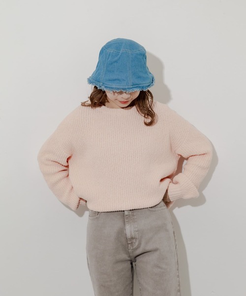 SMELLY(スメリー)の「デニムフリンジハット(ハット・レディース・ネイビー/ライトブルー・-)」の7枚目の写真