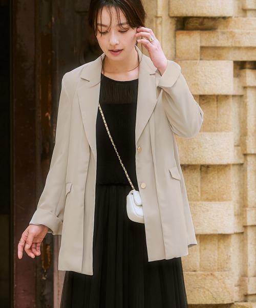 nissen（ニッセン）の「オーバーサイズテーラードジャケット（テーラードジャケット・レディース・ブラック/ベージュ・S/3L/LL/L/M）」の2枚目の写真