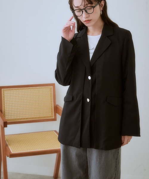 nissen（ニッセン）の「オーバーサイズテーラードジャケット（テーラードジャケット・レディース・ブラック/ベージュ・S/3L/LL/L/M）」の7枚目の写真