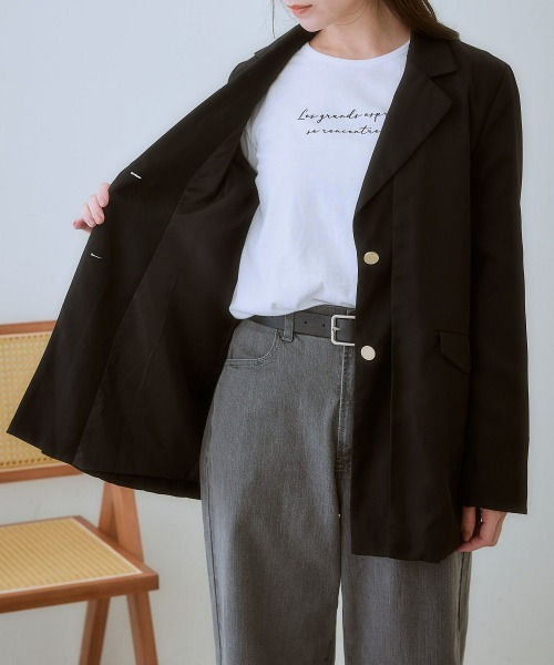 nissen（ニッセン）の「オーバーサイズテーラードジャケット（テーラードジャケット・レディース・ブラック/ベージュ・S/3L/LL/L/M）」の19枚目の写真