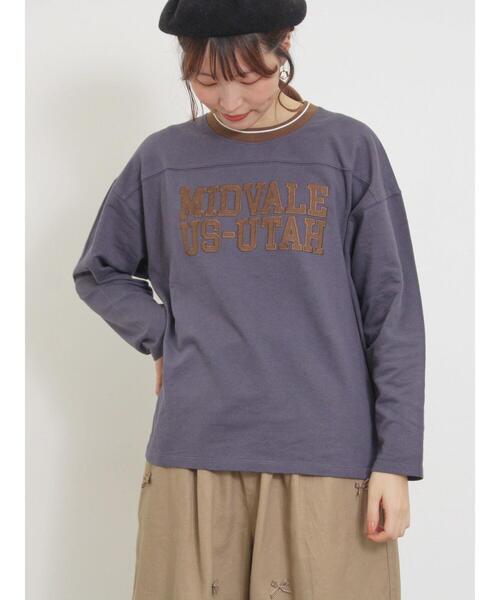 Samansa Mos2(サマンサ モスモス)の「ワッペンロゴスウェット(Tシャツ/カットソー・レディース・ネイビー/オフホワイト/イエロー/キナリ・F)」の3枚目の写真