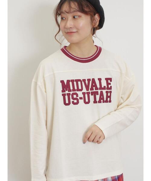 Samansa Mos2(サマンサ モスモス)の「ワッペンロゴスウェット(Tシャツ/カットソー・レディース・ネイビー/オフホワイト/イエロー/キナリ・F)」の1枚目の写真