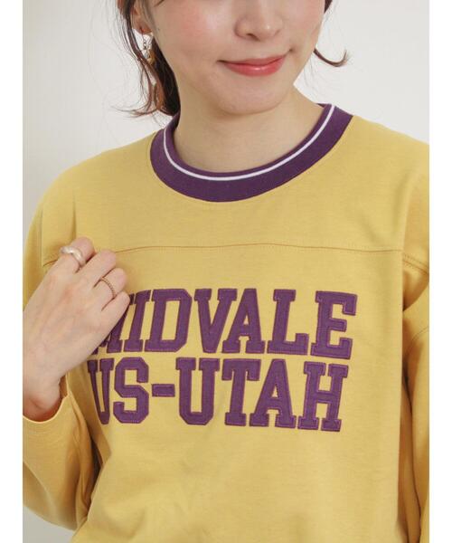 Samansa Mos2(サマンサ モスモス)の「ワッペンロゴスウェット(Tシャツ/カットソー・レディース・ネイビー/オフホワイト/イエロー/キナリ・F)」の5枚目の写真