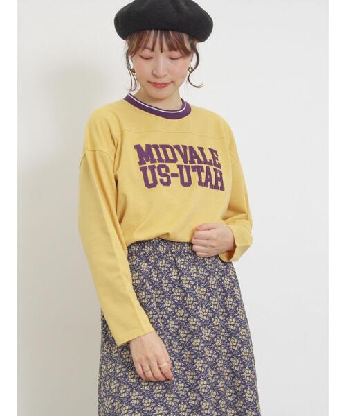 Samansa Mos2(サマンサ モスモス)の「ワッペンロゴスウェット(Tシャツ/カットソー・レディース・ネイビー/オフホワイト/イエロー/キナリ・F)」の7枚目の写真