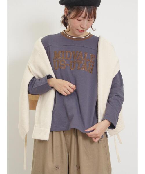 Samansa Mos2(サマンサ モスモス)の「ワッペンロゴスウェット(Tシャツ/カットソー・レディース・ネイビー/オフホワイト/イエロー/キナリ・F)」の13枚目の写真