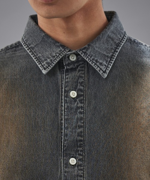 PUBLUX（パブリュクス）の「PUBLUX/パブリュクス レギュラーカラーオーバーダイデニムシャツ(限定展開)（シャツ/ブラウス・メンズ・ブラック/インディゴブルー・SMALL/MEDIUM/LARGE）」の20枚目の写真