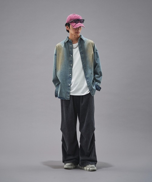 PUBLUX（パブリュクス）の「PUBLUX/パブリュクス レギュラーカラーオーバーダイデニムシャツ(限定展開)（シャツ/ブラウス・メンズ・ブラック/インディゴブルー・SMALL/MEDIUM/LARGE）」の16枚目の写真