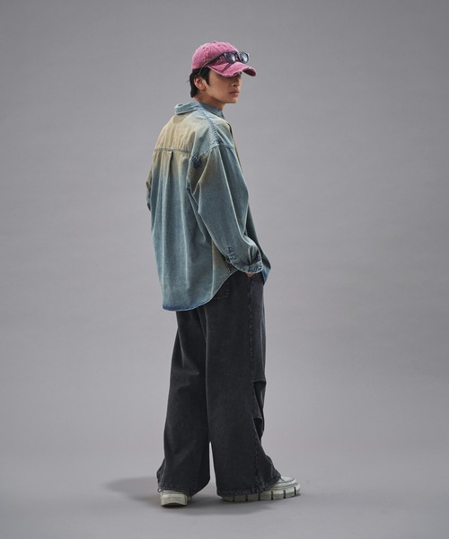 PUBLUX（パブリュクス）の「PUBLUX/パブリュクス レギュラーカラーオーバーダイデニムシャツ(限定展開)（シャツ/ブラウス・メンズ・ブラック/インディゴブルー・SMALL/MEDIUM/LARGE）」の18枚目の写真