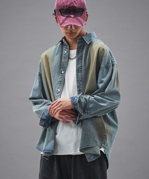 PUBLUX（パブリュクス）の「PUBLUX/パブリュクス レギュラーカラーオーバーダイデニムシャツ(限定展開)（シャツ/ブラウス・メンズ・ブラック/インディゴブルー・SMALL/MEDIUM/LARGE）」の13枚目の写真