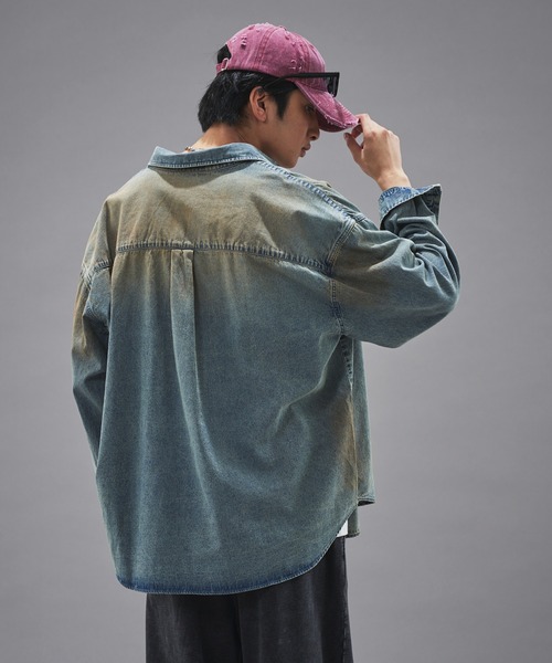 PUBLUX（パブリュクス）の「PUBLUX/パブリュクス レギュラーカラーオーバーダイデニムシャツ(限定展開)（シャツ/ブラウス・メンズ・ブラック/インディゴブルー・SMALL/MEDIUM/LARGE）」の15枚目の写真