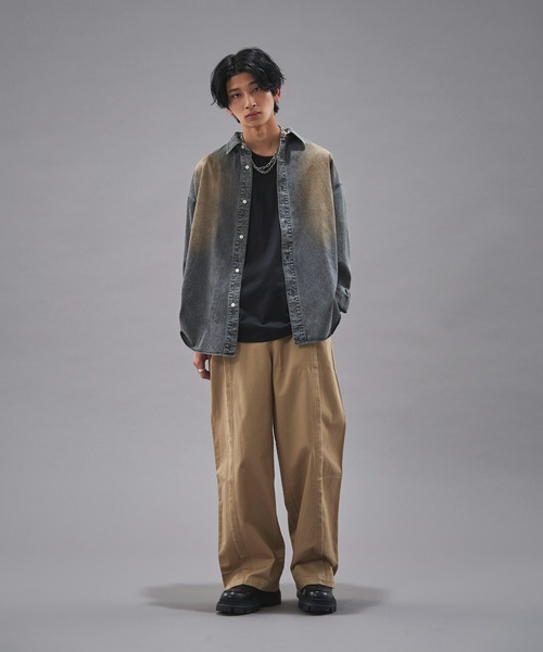 PUBLUX（パブリュクス）の「PUBLUX/パブリュクス レギュラーカラーオーバーダイデニムシャツ(限定展開)（シャツ/ブラウス・メンズ・ブラック/インディゴブルー・SMALL/MEDIUM/LARGE）」の5枚目の写真