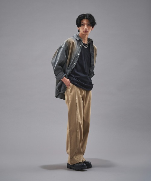 PUBLUX（パブリュクス）の「PUBLUX/パブリュクス レギュラーカラーオーバーダイデニムシャツ(限定展開)（シャツ/ブラウス・メンズ・ブラック/インディゴブルー・SMALL/MEDIUM/LARGE）」の7枚目の写真