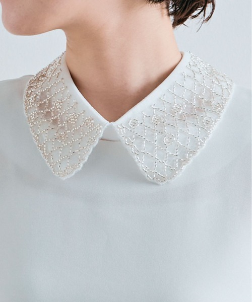 kirakiraShop(キラキラショップ)の「ビーズ 刺繍 シアー 付け襟(付け襟・レディース・C/B/A・FREE)」の2枚目の写真