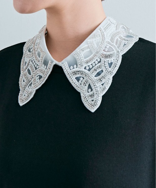 セール】ビーズ 刺繍 シアー 付け襟（付け襟）｜kirakiraShop