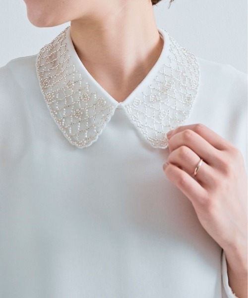 kirakiraShop(キラキラショップ)の「ビーズ 刺繍 シアー 付け襟(付け襟・レディース・C/B/A・FREE)」の4枚目の写真