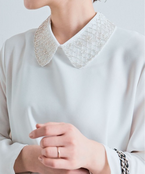 kirakiraShop(キラキラショップ)の「ビーズ 刺繍 シアー 付け襟(付け襟・レディース・C/B/A・FREE)」の5枚目の写真