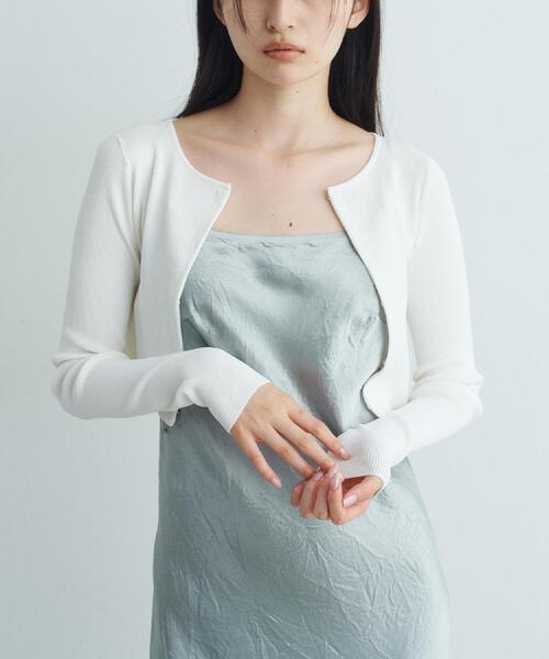 CODE A(コードエー)の「◆stretch hook cardigan(カーディガン/ボレロ・レディース・ホワイト/ブラック系2/ブラック・00)」の1枚目の写真