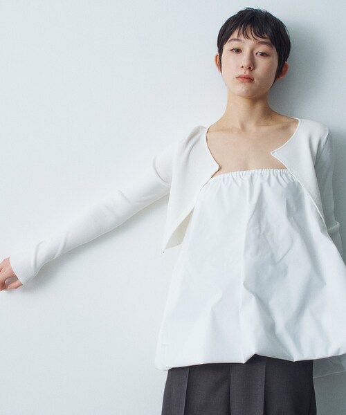 CODE A(コードエー)の「◆stretch hook cardigan(カーディガン/ボレロ・レディース・ホワイト/ブラック系2/ブラック・00)」の5枚目の写真