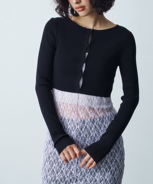 CODE A(コードエー)の「◆stretch hook cardigan(カーディガン/ボレロ・レディース・ホワイト/ブラック系2/ブラック・00)」の11枚目の写真