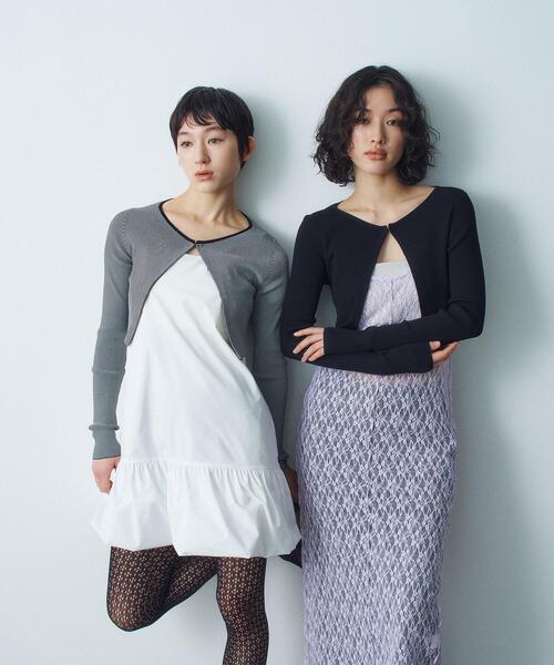 CODE A(コードエー)の「◆stretch hook cardigan(カーディガン/ボレロ・レディース・ホワイト/ブラック系2/ブラック・00)」の15枚目の写真