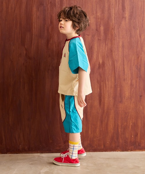 MARKEY'S（マーキーズ）の「S/Sナイロンハーフジッププルオーバー（セットアップ・キッズ・アイボリー/ブルー/キャメル・140/130/120/110/100/90/150）」の10枚目の写真