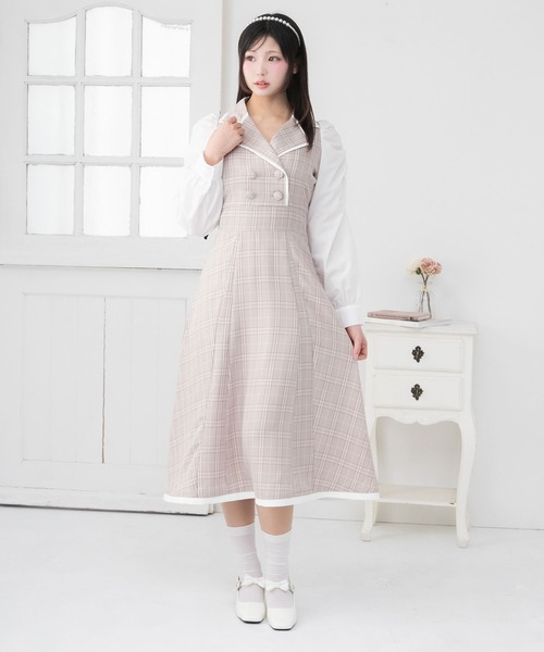 DearMyLoveRose(ディアマイラブローズ)の「シャツドッキングテーラードワンピース【大きいサイズ有り】(ワンピース・レディース・ブラック/ベージュ/ブルー/ベビーピンク・SMALL/MEDIUM/LARGE/LL/3L)」の3枚目の写真
