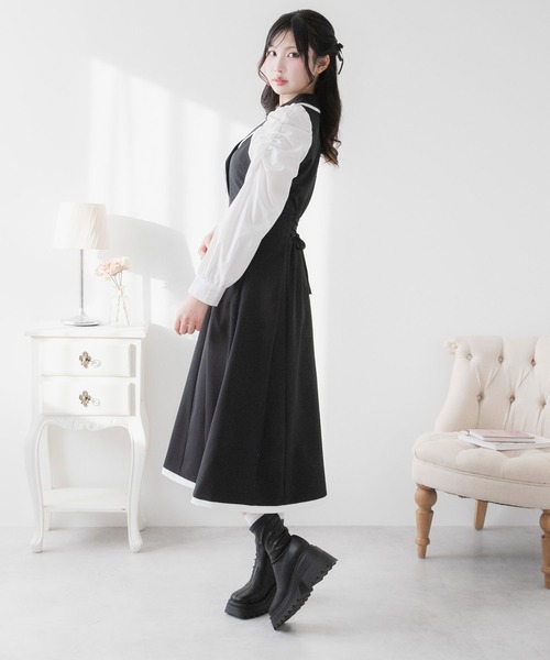 DearMyLoveRose(ディアマイラブローズ)の「シャツドッキングテーラードワンピース【大きいサイズ有り】(ワンピース・レディース・ブラック/ベージュ/ブルー/ベビーピンク・SMALL/MEDIUM/LARGE/LL/3L)」の9枚目の写真