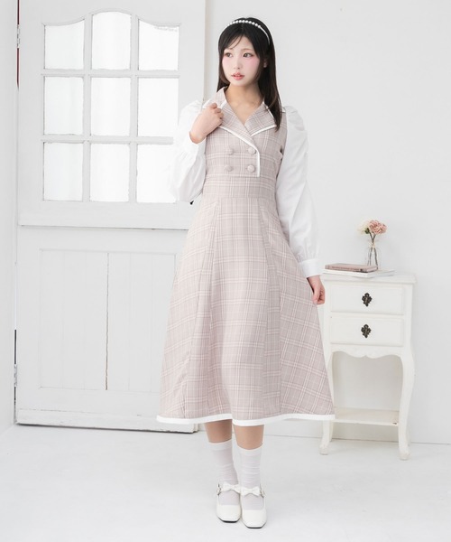 DearMyLoveRose(ディアマイラブローズ)の「シャツドッキングテーラードワンピース【大きいサイズ有り】(ワンピース・レディース・ブラック/ベージュ/ブルー/ベビーピンク・SMALL/MEDIUM/LARGE/LL/3L)」の12枚目の写真