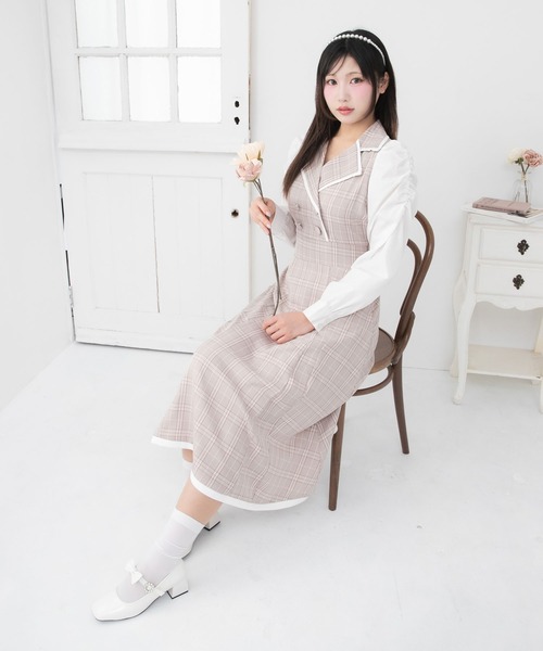 DearMyLoveRose(ディアマイラブローズ)の「シャツドッキングテーラードワンピース【大きいサイズ有り】(ワンピース・レディース・ブラック/ベージュ/ブルー/ベビーピンク・SMALL/MEDIUM/LARGE/LL/3L)」の15枚目の写真
