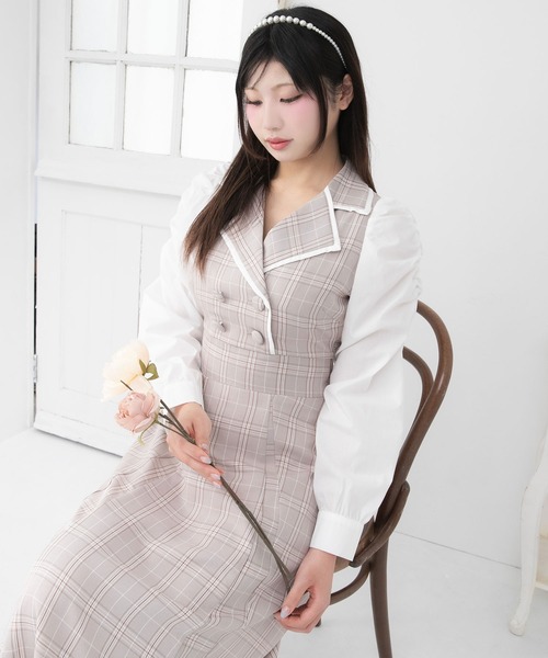 DearMyLoveRose(ディアマイラブローズ)の「シャツドッキングテーラードワンピース【大きいサイズ有り】(ワンピース・レディース・ブラック/ベージュ/ブルー/ベビーピンク・SMALL/MEDIUM/LARGE/LL/3L)」の17枚目の写真