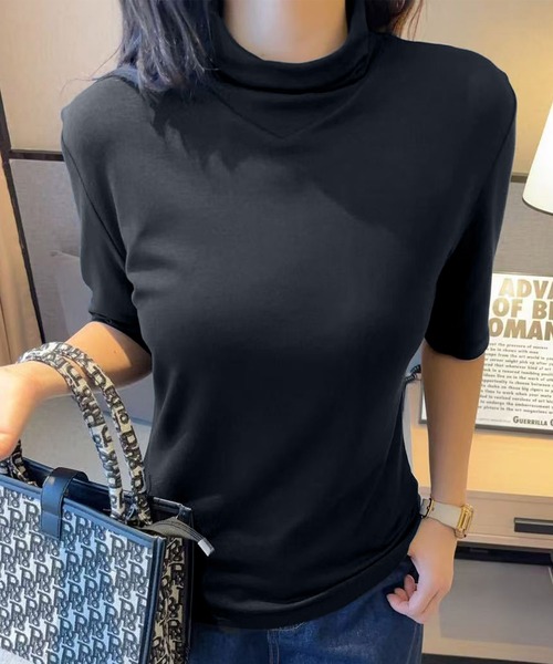 aimoha(アイモハ)の「ハイネックフィットデザイントップス (SS)(Tシャツ/カットソー・レディース・チョコ/ダークグレー/ワインレッド/グレー/ブラック/ホワイト・FREE)」の14枚目の写真